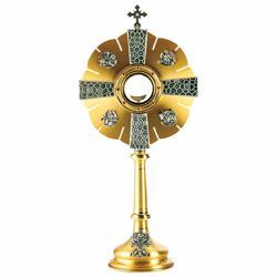 Picture of Church Monstrance with lunette H. cm 71 (28,0 inch) brass Ostensorium for Holy Host Exposition