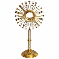 Picture of Church Monstrance with lunette H. cm 62 (24,4 inch) bicolour brass Ostensorium for Holy Host Exposition