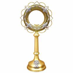 Imagen de Custodia litúrgica con luneta H. cm 60 (23,6 inch) de latón Ostensorio para Hostia Consagrada