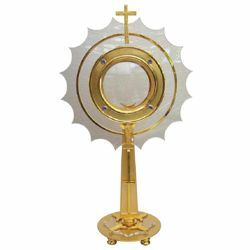 Picture of Church Monstrance with lunette H. cm 72 (28,3 inch) with large shrine brass Ostensorium for Holy Host Exposition