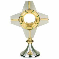 Picture of Church Monstrance with lunette H. cm 35 (13,8 inch) brass Ostensorium for Holy Host Exposition