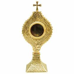 Picture of Liturgical Reliquary H. cm 27 (10,6 inch) Olive Branches brass Monstrance style custody container for Church relics