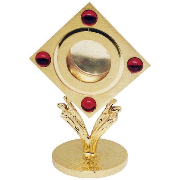 Immagine di Reliquiario a Ostensorio H. 11,5 cm Angeli Pietre rosse