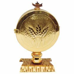 Picture of Chapel Monstrance for Magna Host Exposition H. cm 16 (6,3 inch) Ears of Corn gold plated brass with lunette