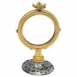 Picture of Chapel Monstrance without lunette for Magna Host Exposition H. cm 14 (5,5 inch) Cross and Fish brass 