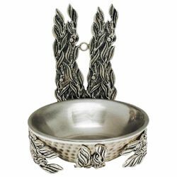 Picture of Holy Water Stoup H. cm 20 (7,9 inch) Olive Branches brass Wall mounted Catholic Font