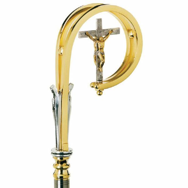 Picture of Crosier Pastoral Staff Crucifix and Angels bicolour brass 