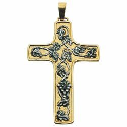 Immagine di Croce pettorale episcopale cm 7x10 (2,8x3,9 inch) Uva in ottone bicolore Croce vescovile