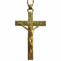 Immagine di Croce pettorale episcopale cm 6x10 (2,4x3,9 inch) Cristo in ottone Croce vescovile