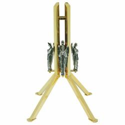 Picture of Processional Cross Stand H. cm 50 (19,7 inch) praying Angels bicolour brass Church floor Crucifix Holder