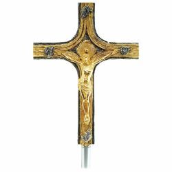 Immagine di Croce a stile Processionale in ottone bicolore