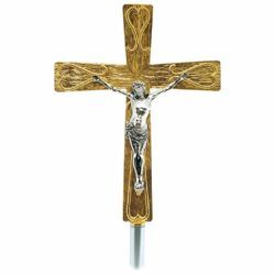 Immagine di Croce a stile Processionale in ottone con ornati