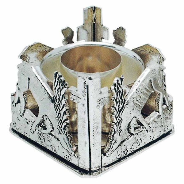 Imagen de Candelero de Altar 1 vela H. 7 cm Ciervos en la Fuente