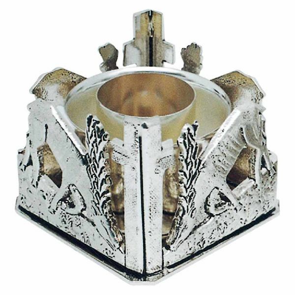 Picture of Altar Candlestick 1 flame H. cm 7 (2,8 inch) Deers at Spring brass liturgical Candle Holder for Church 