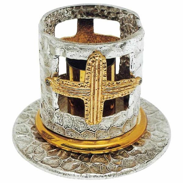 Immagine di Candeliere da Altare 1 fiamma H. 11 cm Croci Foglie 