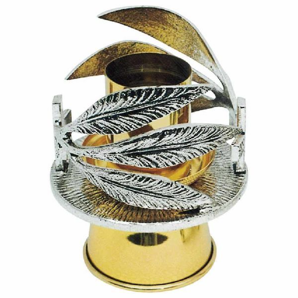 Immagine di Candelabro Chiesa1 fiamma H. 13 cm Foglie 