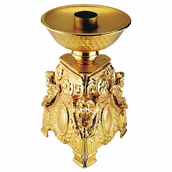 Picture of Altar Candlestick 1 flame H. cm 27 (10,6 inch) Cherubs brass liturgical Candle Holder for Church 