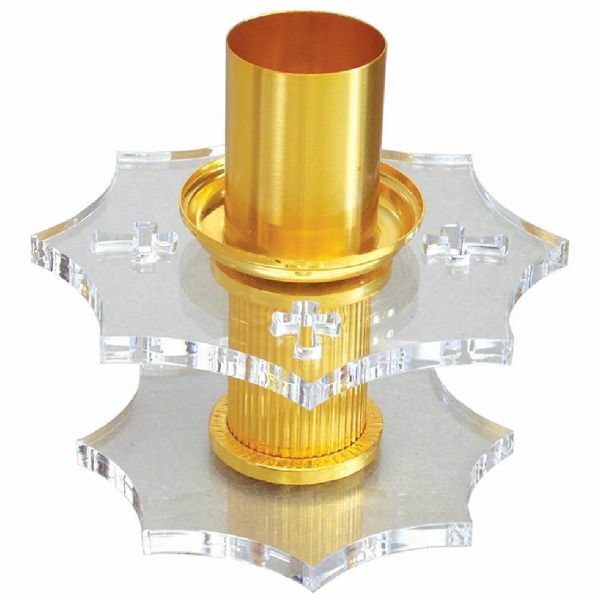 Imagen de Candelero de Altar 1 vela H. 13 cm Cruces plexiglass