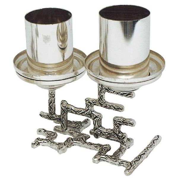 Picture of Modern Altar candle Stand 2 flames H. 13 cm (5,1 inch) with grids