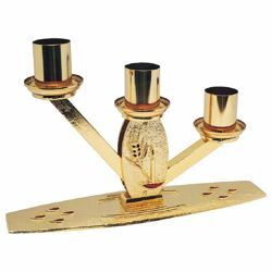 Picture of Altar Candelabrum 3 flames H. cm 21 (8,3 inch) with enamel brass Candle Holder liturgical Church Candlestick