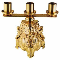 Picture of Altar Candelabrum 3 flames H. cm 25 (9,8 inch) brass Candle Holder liturgical Church Candlestick