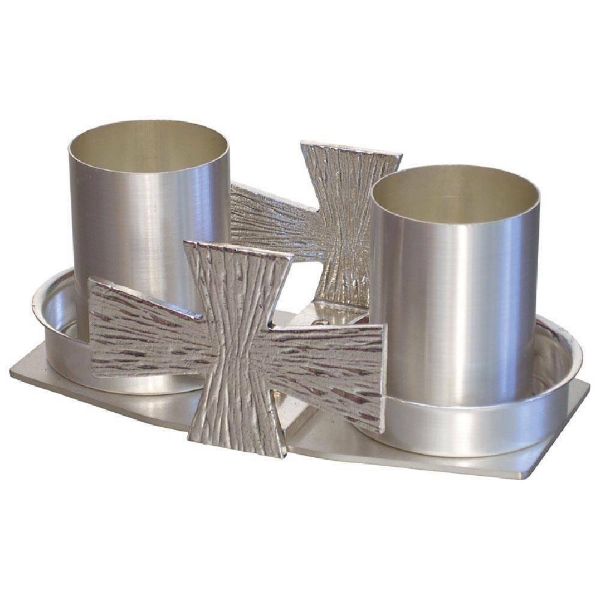 Picture of Candle Stand for Curch Altar 2 flames H. 6 cm (2,4 inch) Crosses