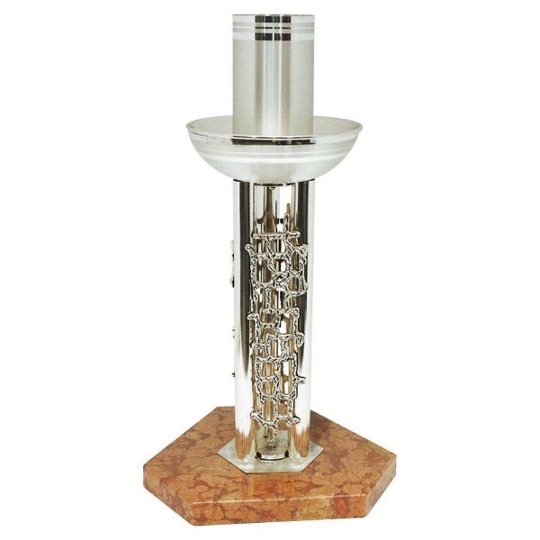 Picture of Modern Paschal Candle Holder H. 55 cm (21,7 inch) red marble brass