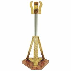 Picture of Paschal Candle Holder H. cm 67 (26,4 inch) on red marble base bicolour brass Floor Candlestick Church Stand 