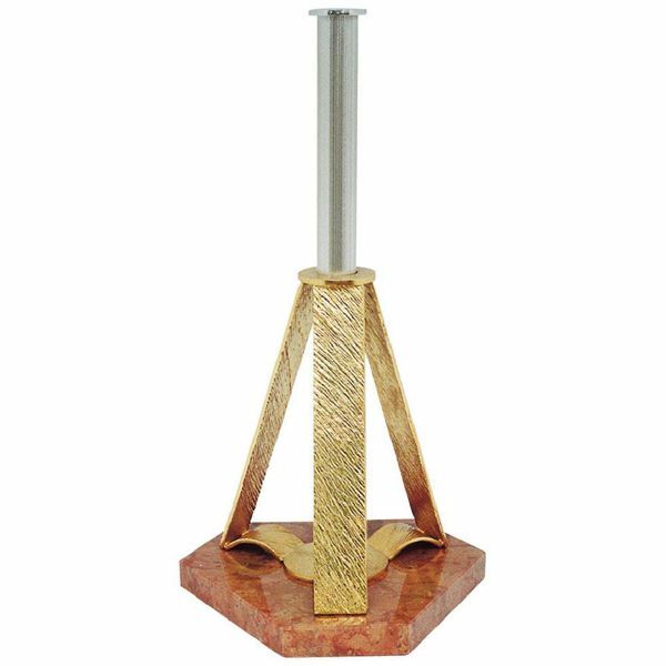 Imagen de Base para Cruz Procesional H. cm 55 (21,7 inch) con base de mármol rojo de latón portacruz de pie Iglesia