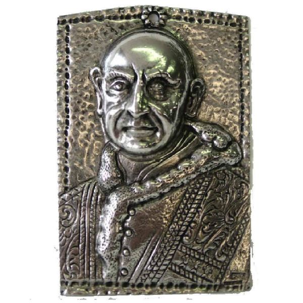 Imagen de Placa Papa Pablo VI metal patinado y satinado