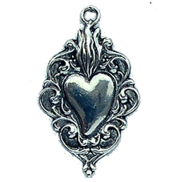 Picture of Small Ex Voto Heart with Flames