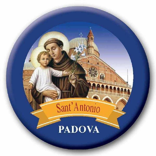 Imagen de Padua San Antonio Imán de vidrio diám. 5 cm (2,0 in)