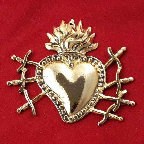 Picture of Votive heart with seven swords - Gold or silver plated Ex Voto