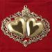 Picture of Twin Votive hearts and angel, granted wish for Good Marriage - Gold or silver plated Ex Voto