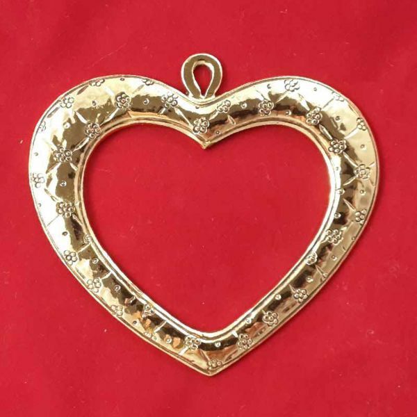 Picture of Votive heart with little flowers - Gold or silver plated Ex Voto
