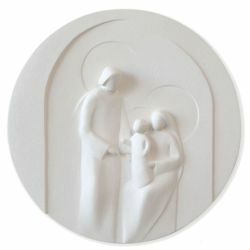Immagine di Tondo Presepe Sacra Famiglia cm 30 (11,8 inch) bassorilievo in argilla refrattaria bianca Ceramica Centro Ave Loppiano