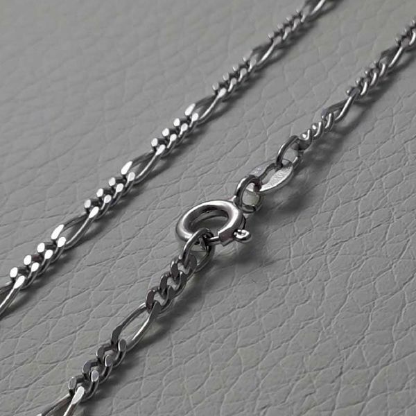 Picture of 3+1 Figaro Chain Necklace Silver 925 cm 45 (17,7 in) Unisex Woman Man Boy Girl 