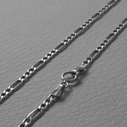 Picture of 3+1 Figaro Chain Necklace White Gold 18 kt cm 45 (17,7 in) Unisex Woman Man Boy Girl 
