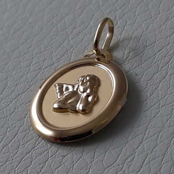 Picture of Angel of Raphael Sacred Oval Medal Pendant gr 1 Yellow Gold 18k for Woman, Boy and Girl