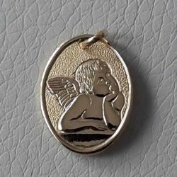 Picture of Angel of Raphael Sacred Oval Medal Pendant gr 2,1 Yellow Gold 18k for Woman, Boy and Girl