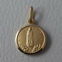 Imagen de Madonna Nuestra Señora Virgen de Fatima Medalla Sagrada Colgante redonda Acuñación gr 2,1 Oro amarillo 18kt con borde liso Unisex Mujer Hombre 