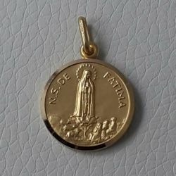 Picture of Madonna Nuestra Señora Virgen de Fatima Coining Sacred Medal Round Pendant gr 3,6 Yellow Gold 18k with smooth edge Unisex Woman Man 