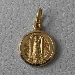 Imagen de Virgen María Nuestra Señora Madonna negra de Loreto Medalla Sagrada Colgante redonda Acuñación gr 2,2 Oro amarillo 18kt con borde liso Unisex Mujer Hombre 