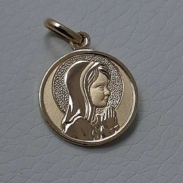 Imagen de Nuestra Señora Madonna en Oración con aureola Medalla Sagrada Colgante redonda gr 2,6 Oro amarillo 18kt para Mujer 