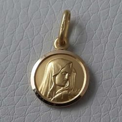 Imagen de Virgen María Nuestra Señora de los Dolores Medalla Sagrada Colgante redonda Acuñación gr 1,4 Oro amarillo 18kt para Mujer 