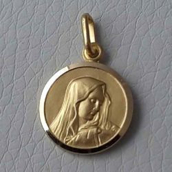 Imagen de Virgen María Nuestra Señora de los Dolores Medalla Sagrada Colgante redonda Acuñación gr 2,5 Oro amarillo 18kt para Mujer 