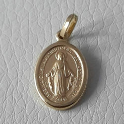 Picture of Our Lady of Graces Regina sine labe originali concepta o.p.n. Sacred Oval Medal Pendant gr 1 Yellow Gold 18k relief printed plate Unisex Woman Man 