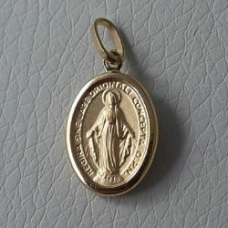 Imagen de Virgen María Nuestra Señora Milagrosa Regina sine labe originali concepta o.p.n. Medalla Colgante oval gr 1,2 Oro amarillo 18kt placa impresa en rilieve