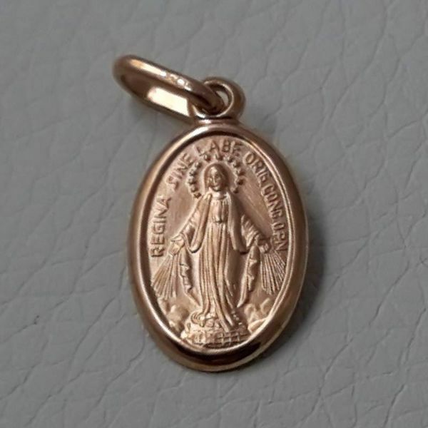 Imagen de Virgen María Nuestra Señora Milagrosa Regina sine labe originali concepta o.p.n. Medalla Colgante oval Acuñación gr 1,4 Oro rosa 18kt Unisex Mujer Hombre 
