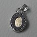 Picture of Miracolous Madonna Our Lady of Graces with Crown and Light Spots Coining Sacred Oval Medal Pendant gr 2 Bicolour yellow white Gold 18k with Zircons 